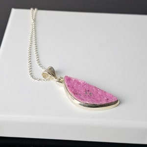 287) Cobalt Calcite Crystal Necklace 925 Silver