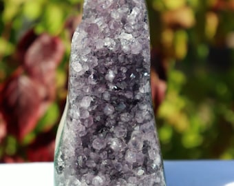 AMu75) Amethyst Crystal Geode Purple Free Standing Quartz Great Gift