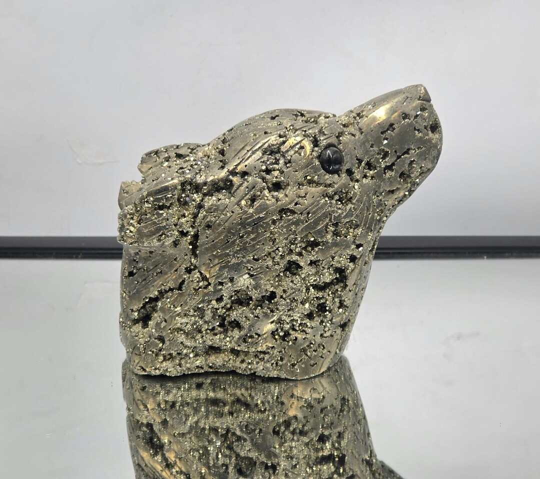 Pyrite Rabbit Handcrafted Pyrite Bear Sculpture – Metallic Crystal Animal Decor #2 - Etsy