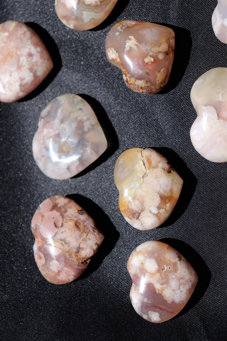 Sakura Quartz Crystal Heart Cherry Blossom Agate Etsy