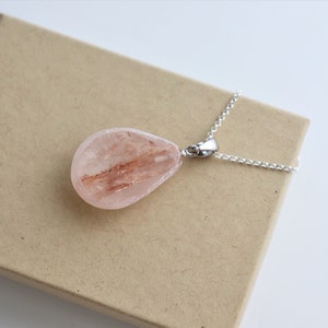 137e) Hematoid Quartz Crystal Necklace Pendant + Silver Chain