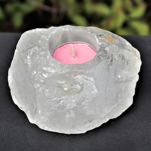1) Clear Quartz Candle Holder / Tea Light ~ Unique Home Decor