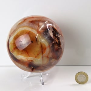 13) Large Carnelian Crystal Sphere  4.2 Inch
