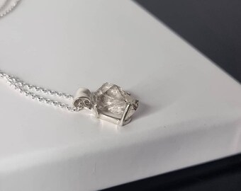 108) Herkimer Diamant Quarz Kristall Halskette 925 Silber