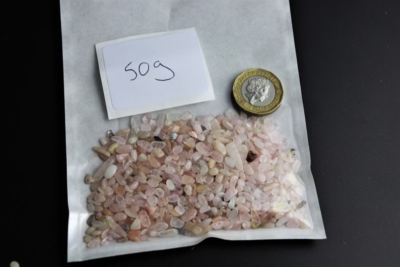 Arts Crafts Extra Small Morganite Crystal Chips 50g Bags