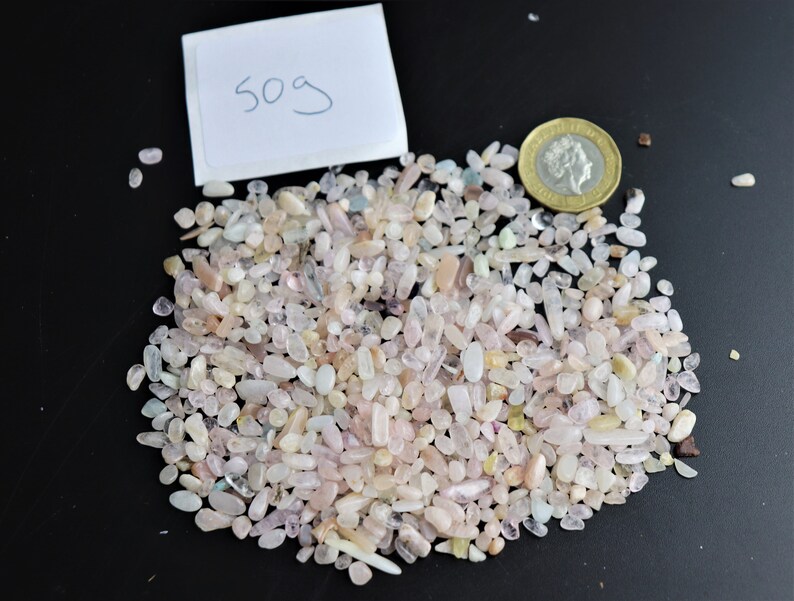 Arts Crafts Extra Small Morganite Crystal Chips 50g Bags