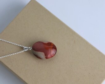 261) polychrome jasper crystal necklace pendant + silver chain