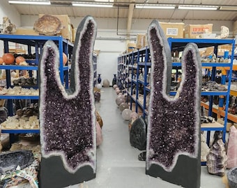 Giant Huge Extra Large Amethyst Crystal Church Pair 824.51 KG