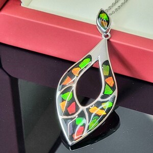 Ammolite Crystal Silver Necklace