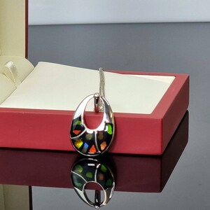 Ammolite Crystal Silver Necklace
