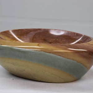 2) Polychrome Desert Jasper Bowl / Soap Dish Great Gift Home Art Décor