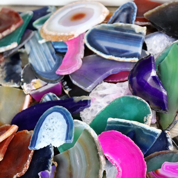 Broken agate geode crystal slices