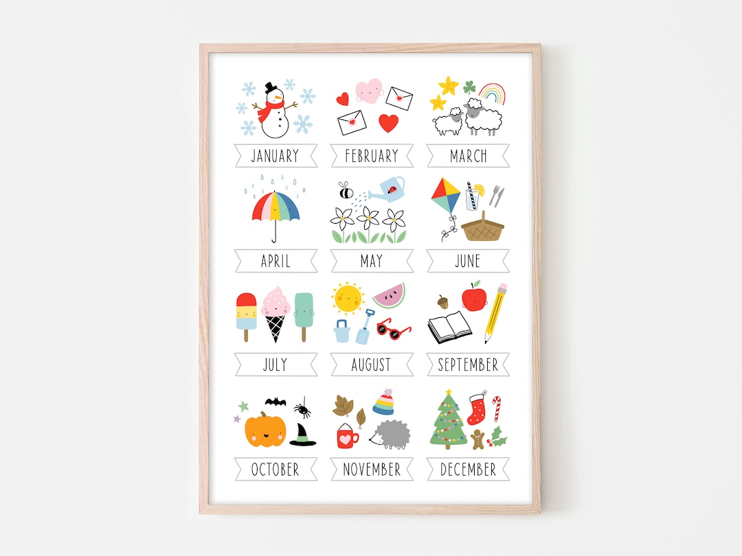 Months of the Year Print - Nursery Wall Art - Months Poster - Children ...