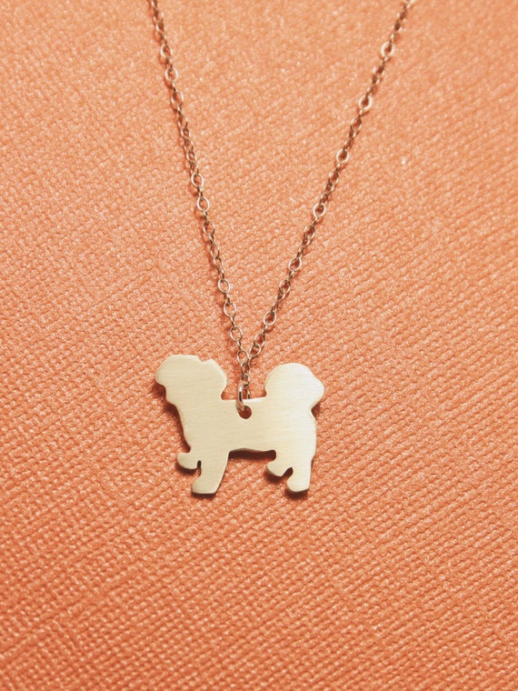 Pekingese Cutout Silver Necklace Dog Pendant Silver Necklace Etsy