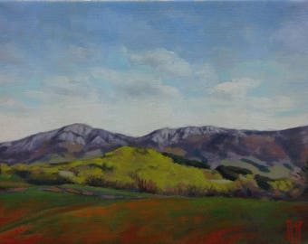 Old mountain original oil painting