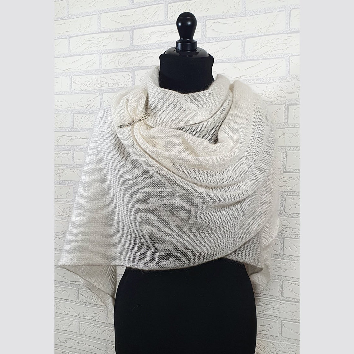 Soft mohair scarf in natural white Etsy