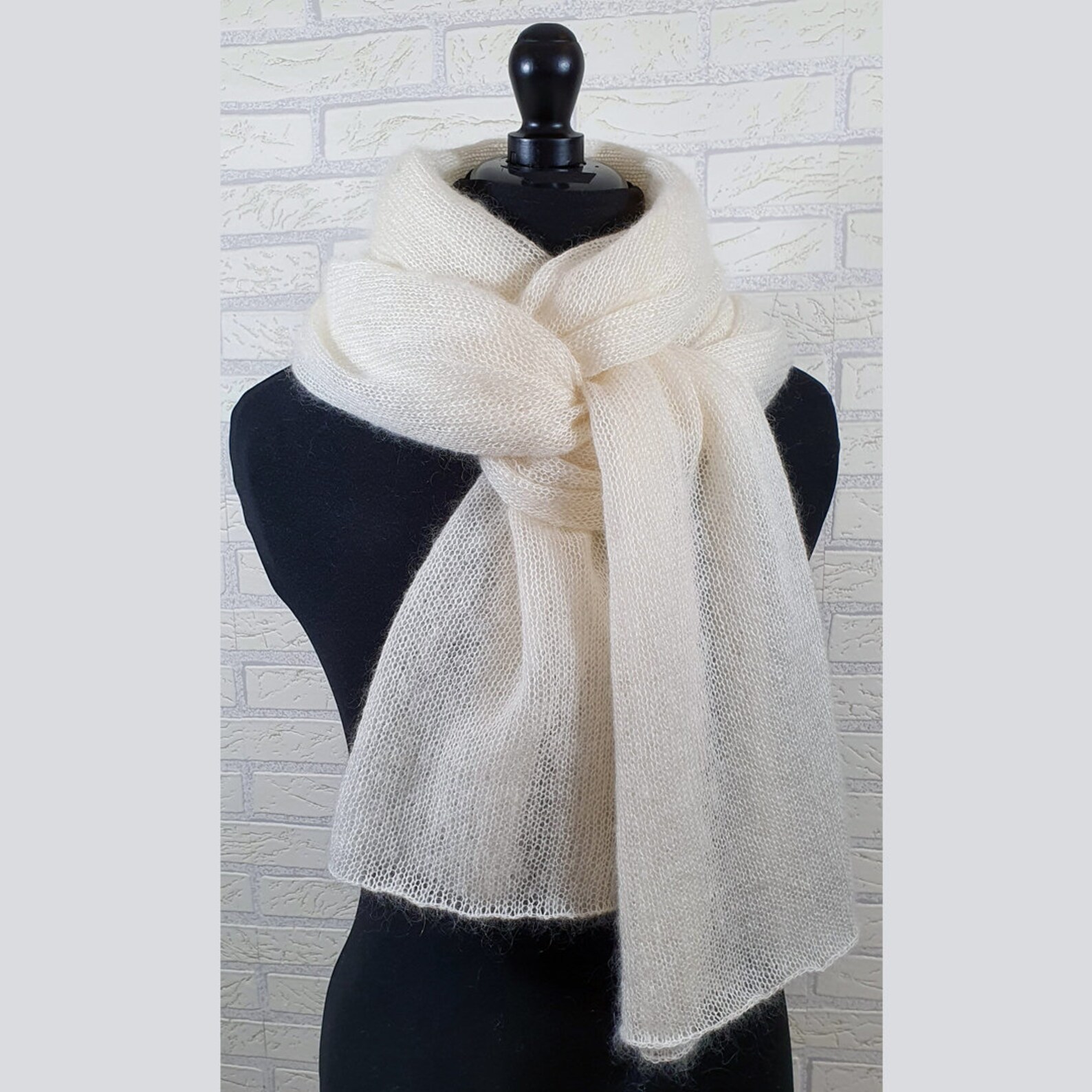 Soft mohair scarf in natural white Etsy