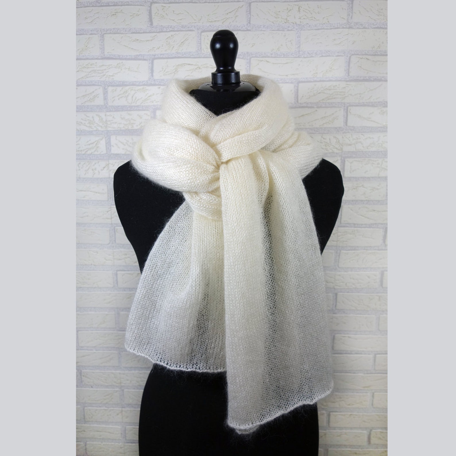 Soft mohair scarf in natural white Etsy