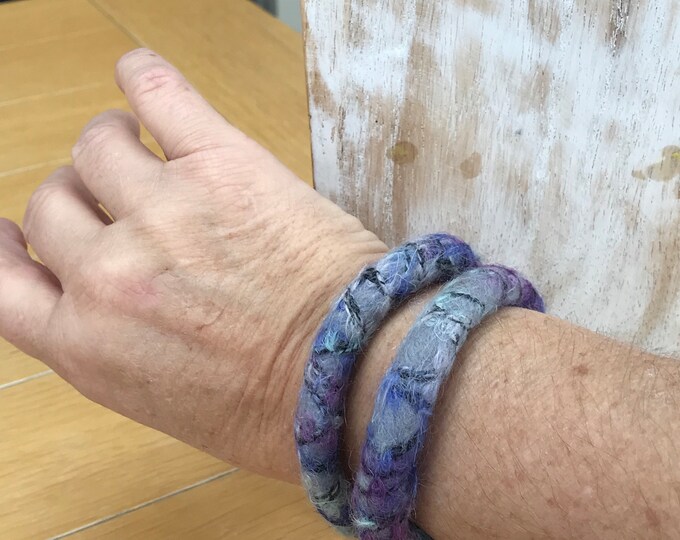 Wet Felted Bangle  with wool and aluminium