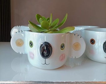 Vase en céramique en forme de koala, vase animal, pot de plante succulente, cadeau d'amant de koala, jardinière, faveur de mariage