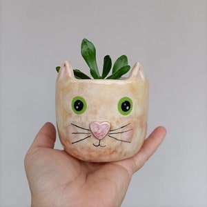 Katvormige keramische vaas, dierenvaas, succulente plantenvaas, kattenliefhebber cadeau, plantenbak, huwelijksgunst