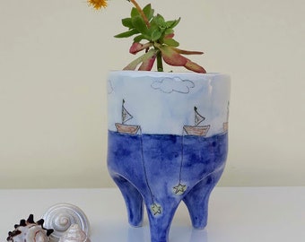Vaso In Ceramica Porta Cactus Etsy