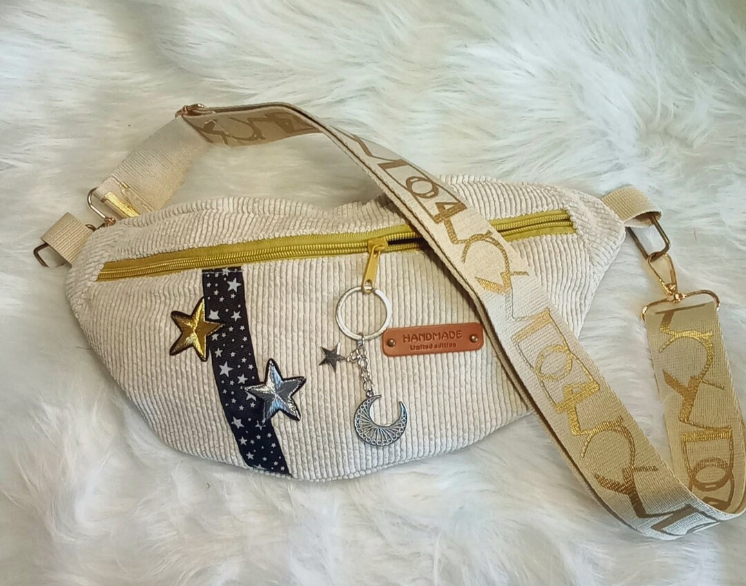 Fanny Pack XL Woman Ivory Velvet Fabric Fabric Bag Through Etsy