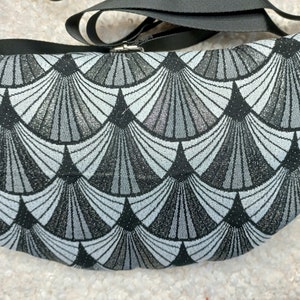 Japanese fabric banana Seigaiha silver A touch of Japanese elegance for your urban style chest or waist bag, gift for her image 7