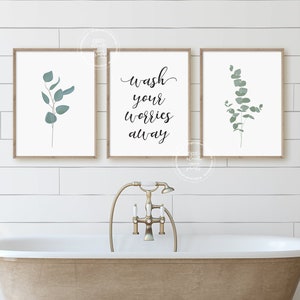 Bathroom Wall Decor | Poster Prints | Set of 3 Wall Art | Farmhouse Wall Art | Bathroom Signs | Spa Bathroom Wall Art