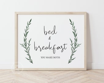 Impresión de decoración de habitaciones / Hacer la cama / Decoración imprimible / Arte mural / Bed and Breakfast / Decoración del hogar / Eucalipto / Plantas