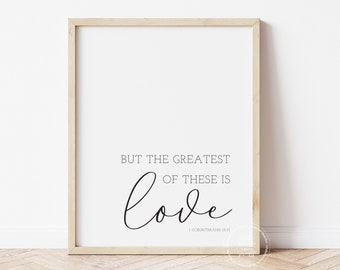 Love Bible Verse Print | Greatest is LOVE | Valentine's Day Decor | Valentines Printable Wall Art | Valentines Bible Verse | Love Wall Decor