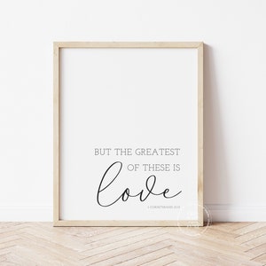 Love Bible Verse Print | Greatest is LOVE | Valentine&#39;s Day Decor | Valentines Printable Wall Art | Valentines Bible Verse | Love Wall Decor