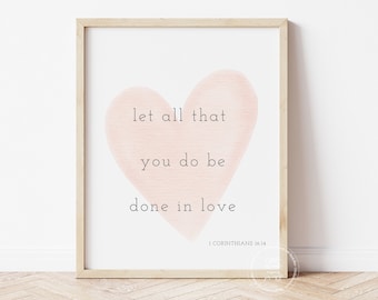 Love Bible Verse Print | Valentine's Day Decor | Valentine Printable Wall Art | Valentines Day Bible Verse | Heart Wall Decor