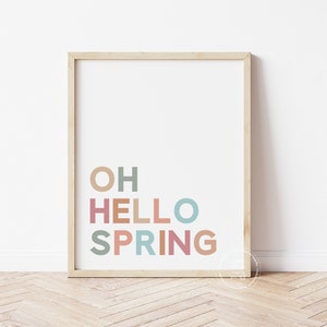 Hello Spring Print | Colorful | Spring Wall Decor | Easter Printable Wall Art | Spring Printable Decor