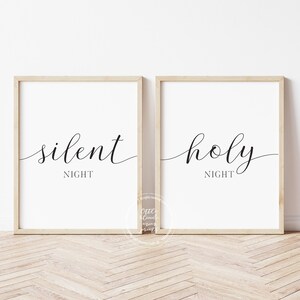 Silent Night Holy Night | Set of 2 Christmas Prints | Christmas Printable Decor | Farmhouse Christmas | Christmas Wall Art Set