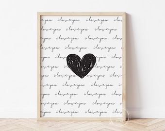 I Love You Print | Valentine's Day Printable Art | Love Wall Decor | Valentine's Day Home Decor | Valentine's Day Poster