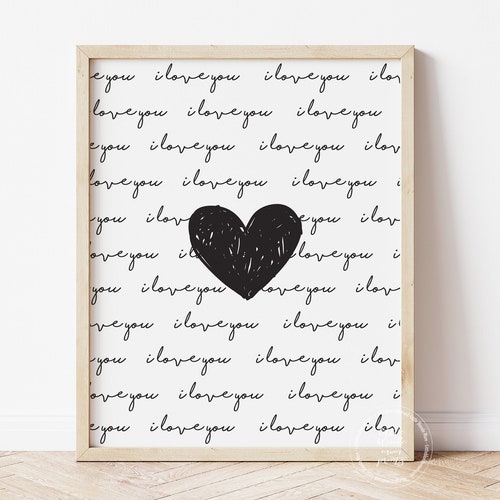 I Love You Print Valentine's Day Printable Art Love | Etsy