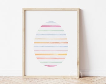 Easter Egg Print | Colorful Stripes | Easter Wall Decor | Easter Printable Wall Art | Spring Printable Decor