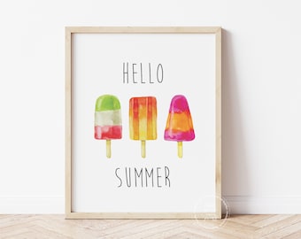 Summer Decor Print | Popsicles | Hello Summer | Summer Printable | Home Decor Printable | Wall Art