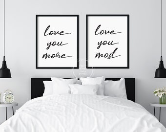 Set of 2 printable romantic wall art bedroom decor love | Etsy