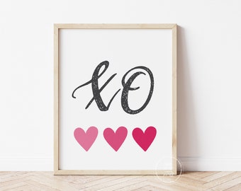 XO Herzen Print | Valentinstag Druckbare | Valentinstag Wandkunst | Herzen Poster | Love Wand dekor | Valentinstag Home Dekor