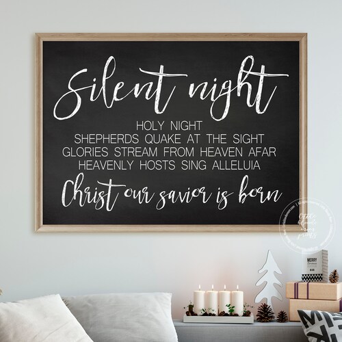 Silent Night Lyrics Printable Large Wall Decor Farmhouse | Etsy
