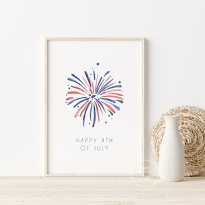 Patriotic Decor Print | 4th of July | Fireworks | Americana | USA Decor | Neutral Home Printable | Stars & Stripes