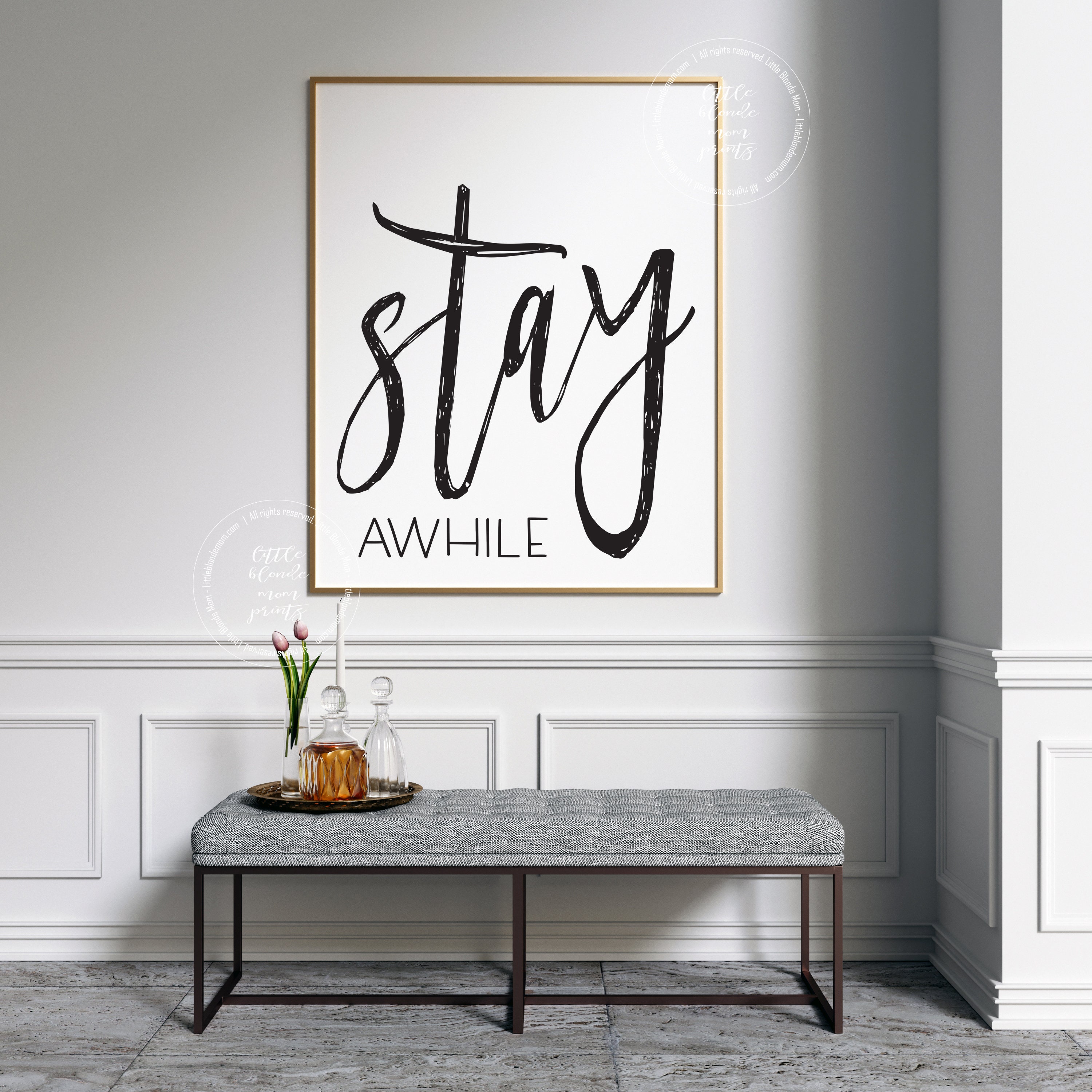 Stay Awhile | Printable Wall Art | Wall Decor | Entry Decoration | Sign