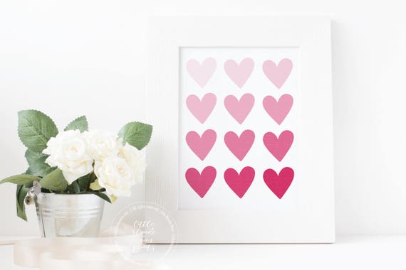 Ombre Hearts Print