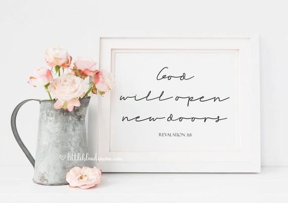 God Will Open New Doors Bible Verse Printable Christian Etsy