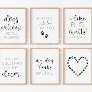 Dog Lover Decor Prints | Lot de 6 | | de décoration murale imprimable | d’art mural du propriétaire de chien Citations drôles de chien
