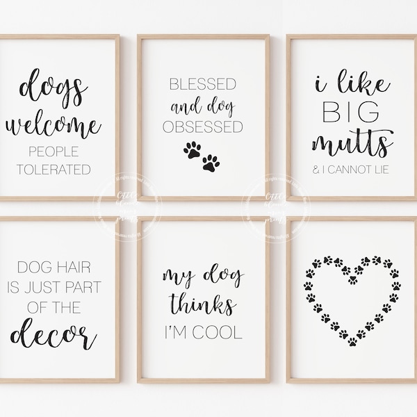 Dog Lover Decor Prints | Set of 6 | Printable Wall Decor | Dog Owner Wall Art | Funny Dog Quotes