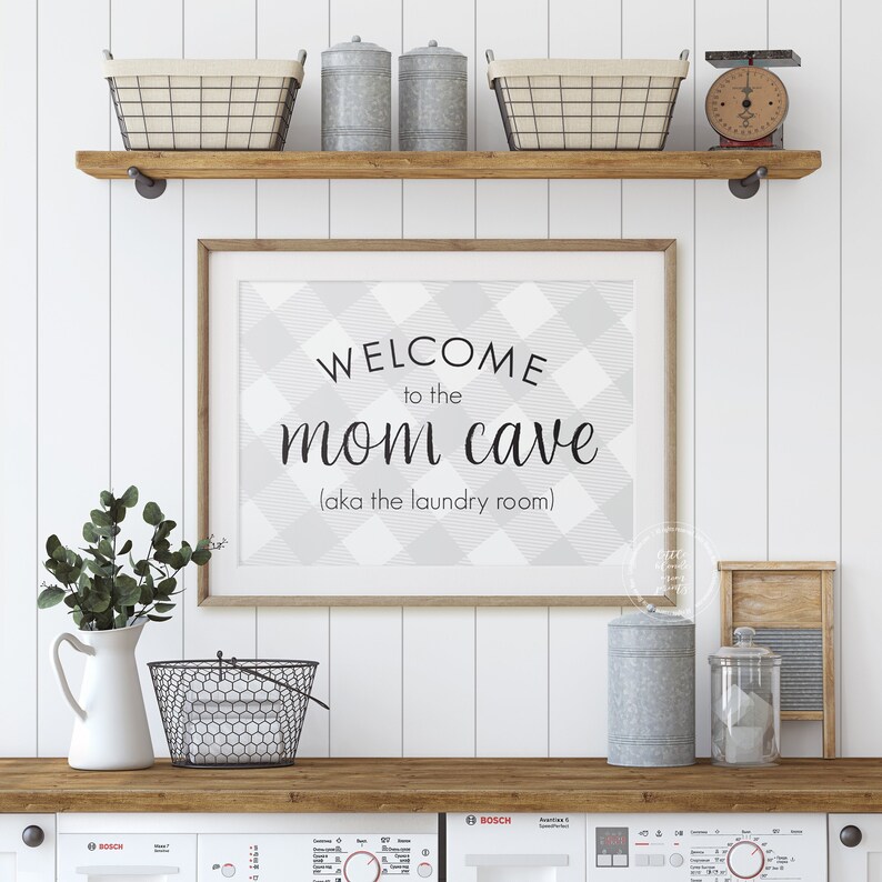 Laundry Room Print Mom Cave Funny Laundry Room Decor | Etsy