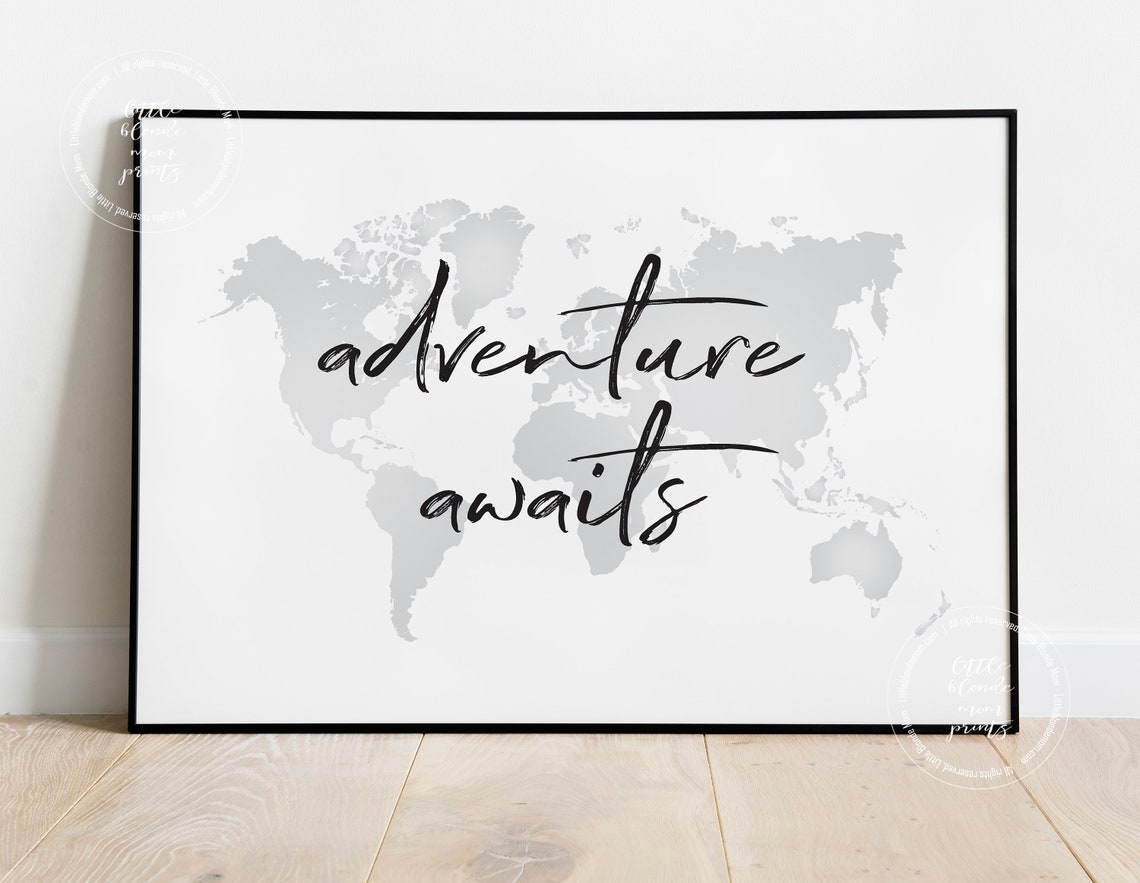 Adventure Awaits Wall Decor Map Wall Art Gallery Wall | Etsy